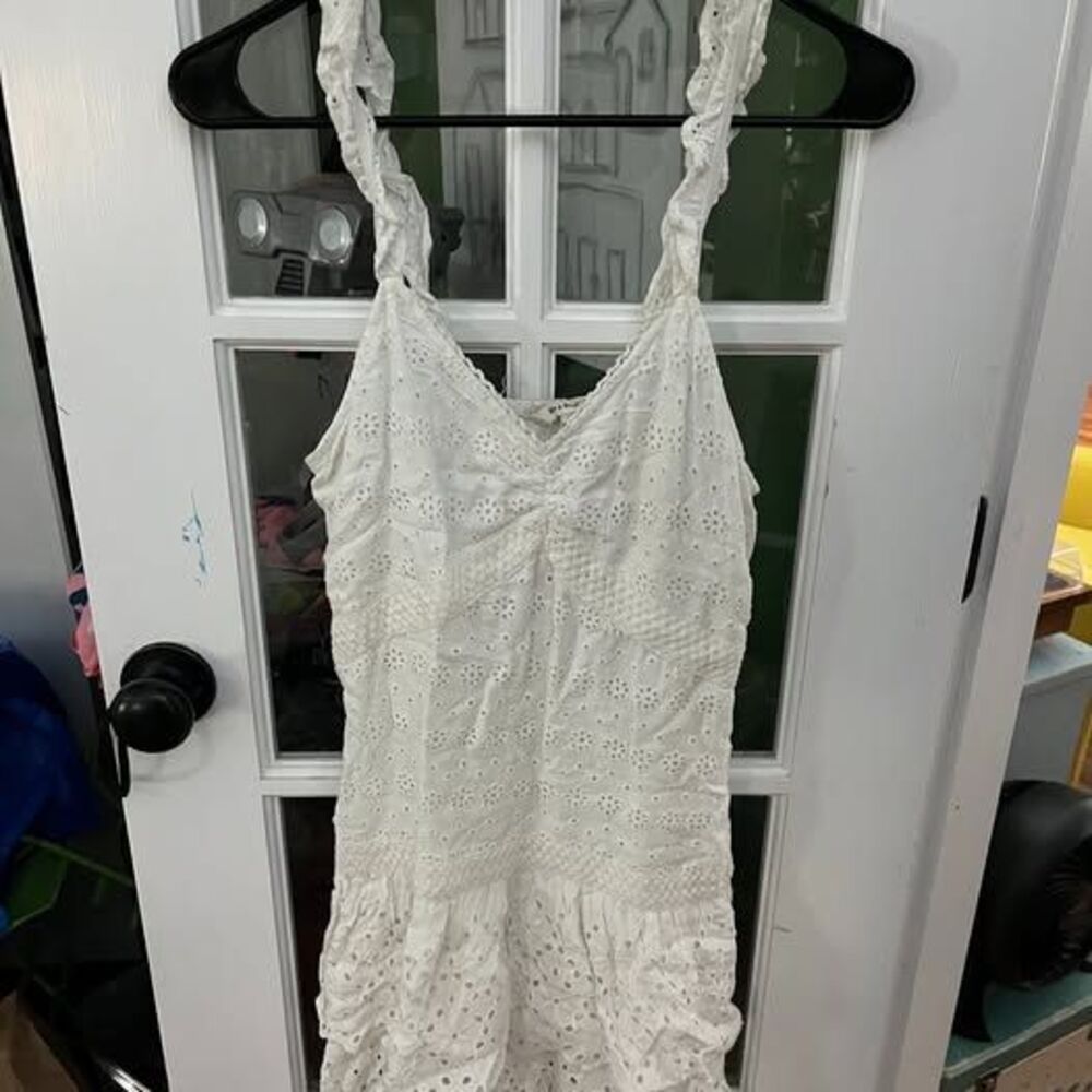 Sky & Sam White Eyelet Mini Dress Size S
